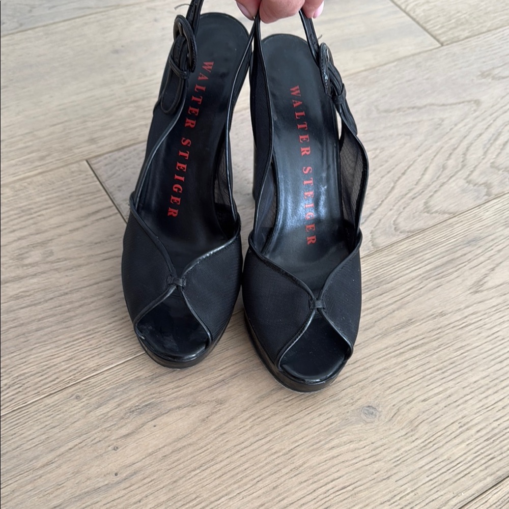 Walter Steiger Black Heels with Polished Leather Finish
